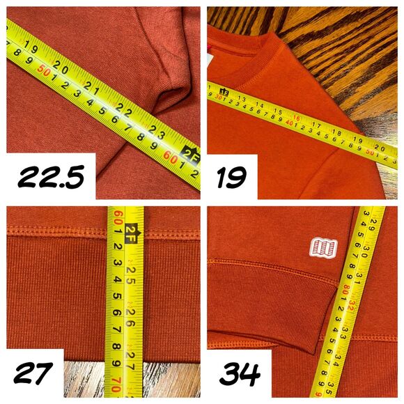 Topo Designs Organic Cotton Crewneck Sweatshirt in Brick Orange Uni Sz M-L NWOT - Picture 7 of 7